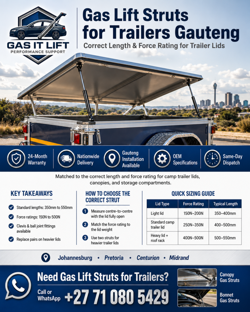 Gas Lift Struts for Trailers Gauteng