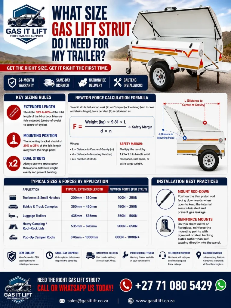 What Size Gas Lift Strut Do I Need for My Trailer?